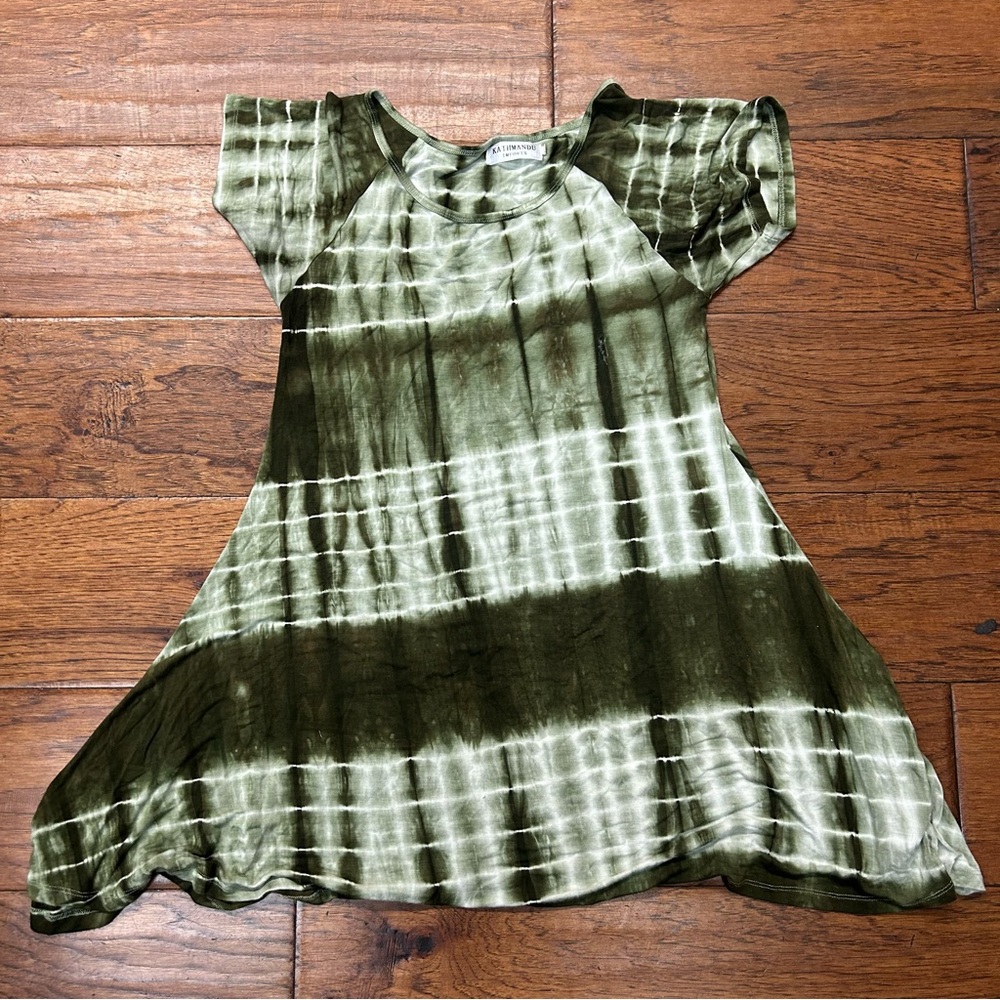 Kathmandu Green and White bohemian‎ festival Tie-Dye Tunic
